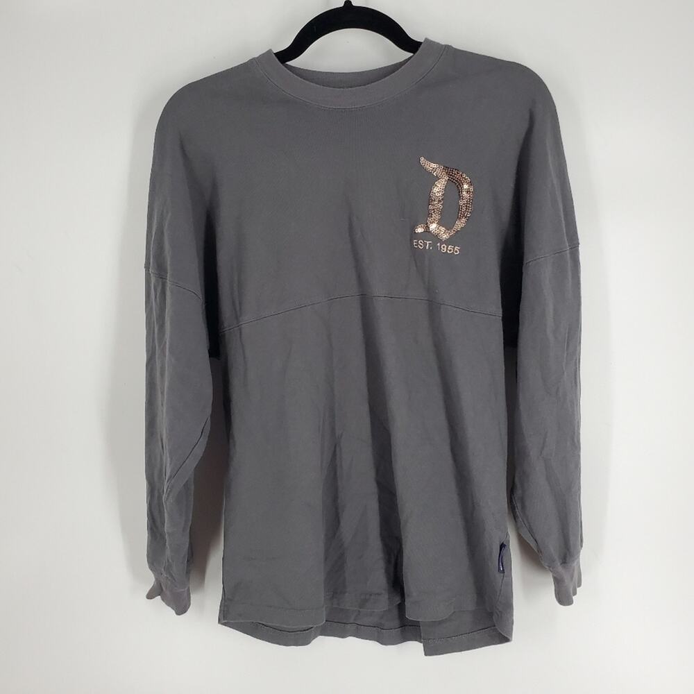 Disney Grey Rose Gold Sequin Long Sleeve Spirit Jersey XS